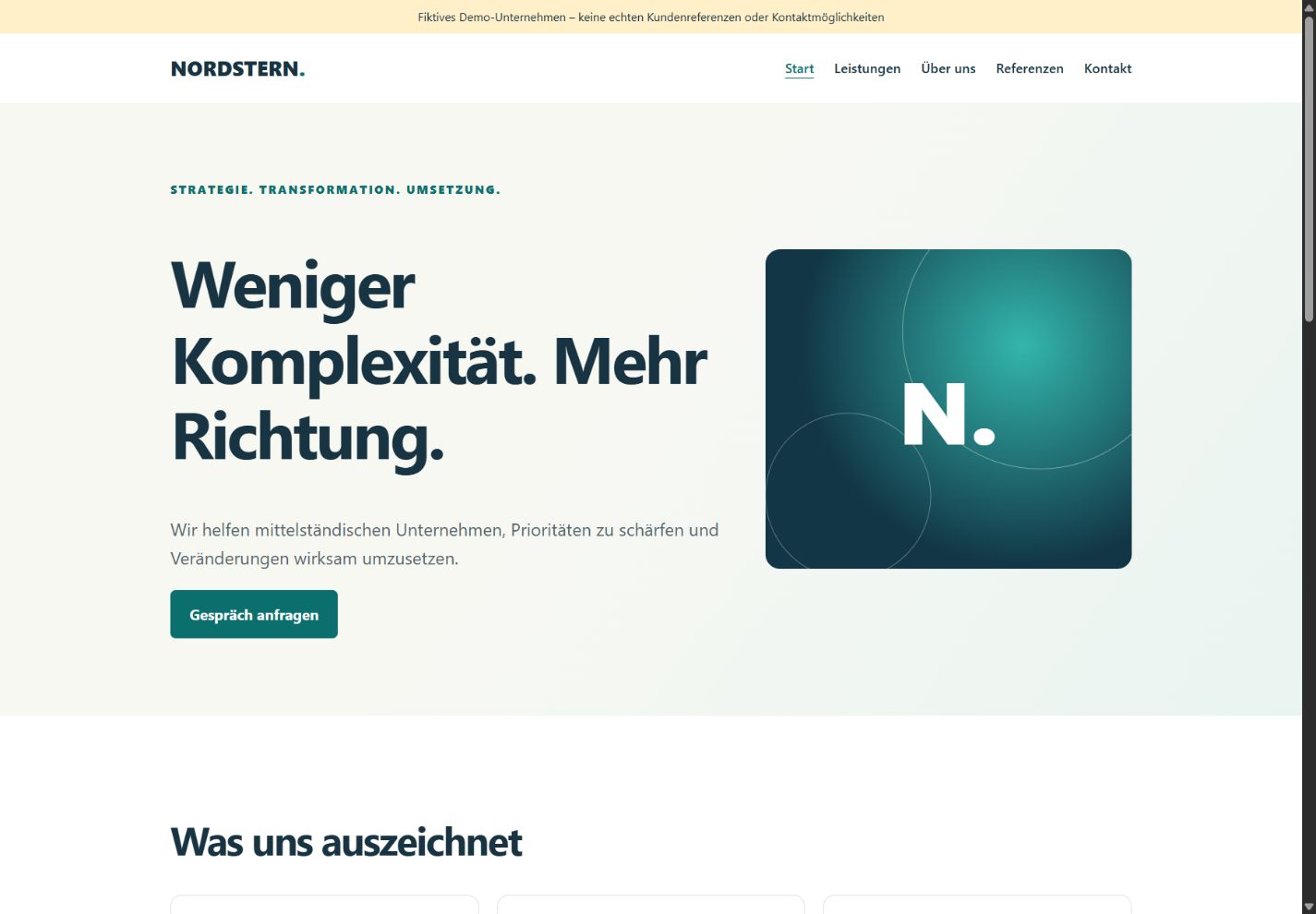 Vorschau der fiktiven Demo Nordstern Consulting