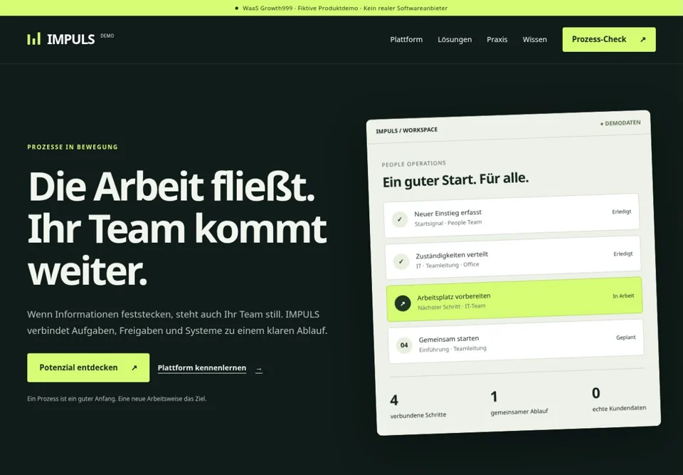 Vorschau der fiktiven Website IMPULS