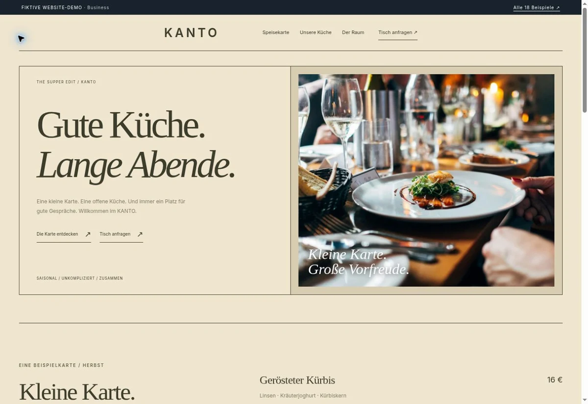 Screenshot des Website-Einstiegs: KANTO