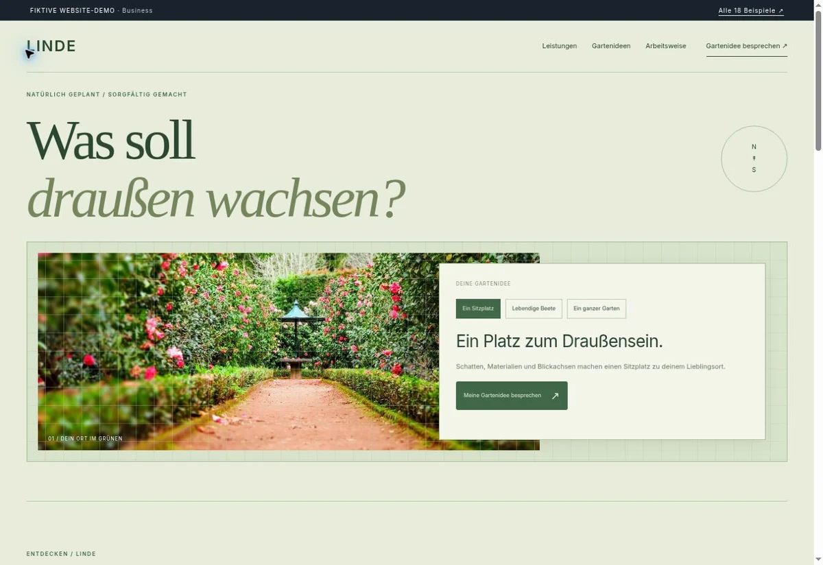Screenshot des Website-Einstiegs: LINDE