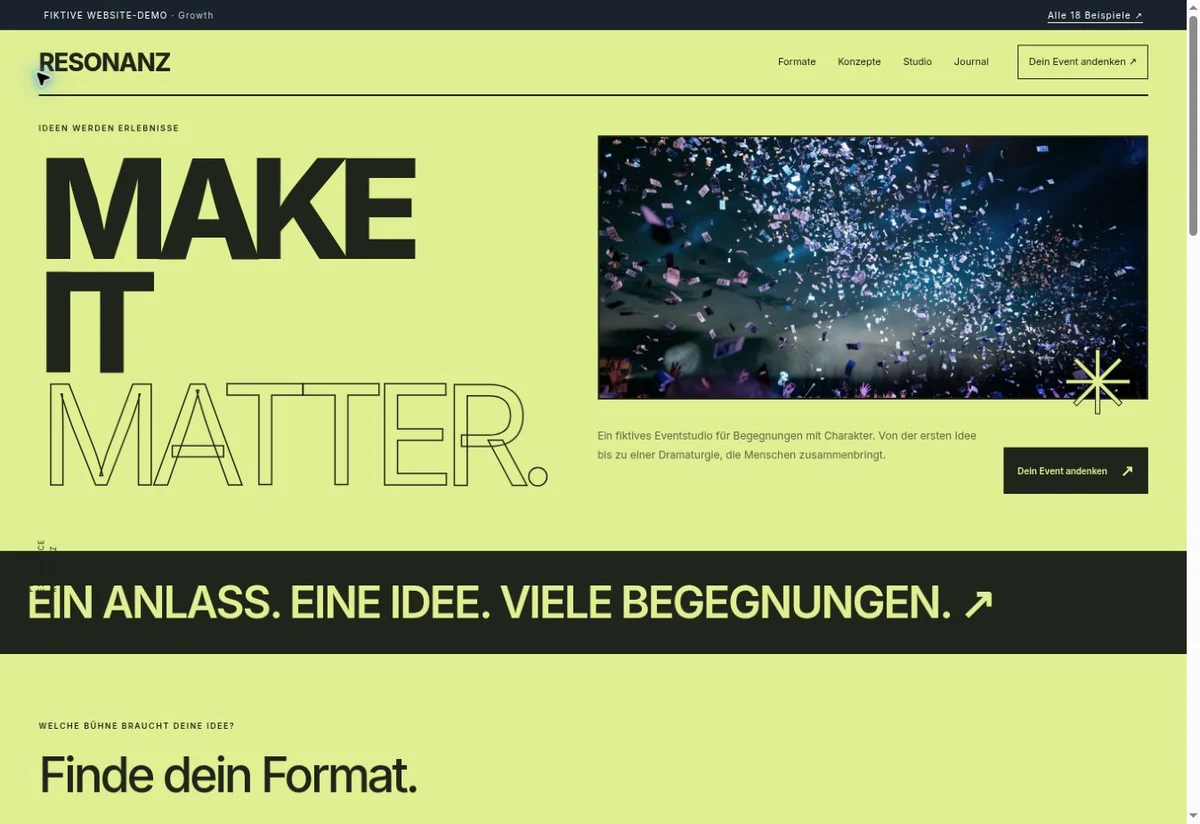 Screenshot des Website-Einstiegs: RESONANZ