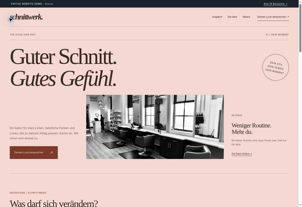 Screenshot des Website-Einstiegs: schnittwerk.